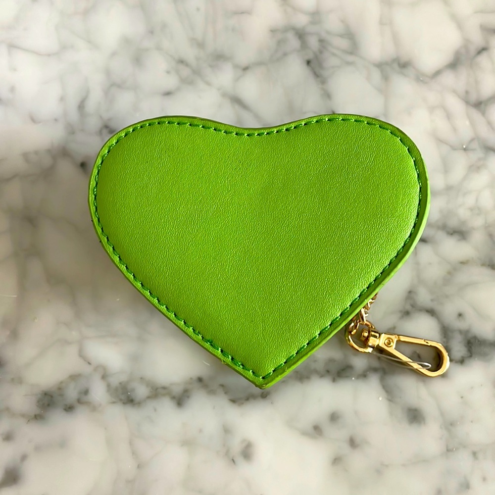 Bp. Neon Green Heart Key Fob Coin Wallet Pouch Zip Nordstrom Keychain